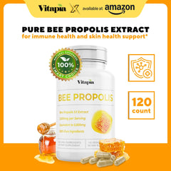 Vitapia Bee Propolis 1000mg capsules close-up highlighting antioxidant power.