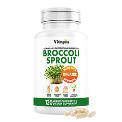 Vitapia broccoli sprout capsules pack on a clean surface for easy daily wellness.