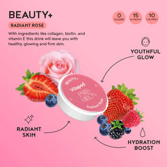Vitapod Paris Hilton Beauty+ Radiant Rose bottle ready for a refreshing, sugar-free beauty drink.
