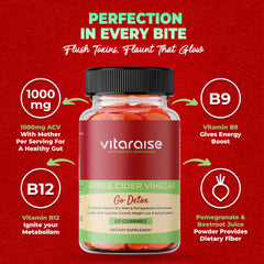 Pouring Vitaraise ACV Gummies from a jar for daily use