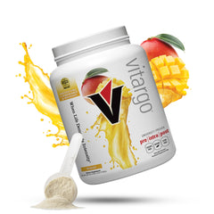 Vitargo carbohydrate powder bottle being poured for quick energy during workouts