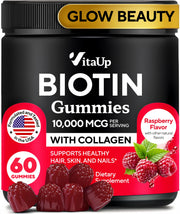 VitaUp Biotin Gummies bottle front showing label for hair support