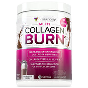 Vitauthority Collagen Peptides bottle pour shows chocolate flavor and premium quality