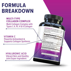 Vitauthority bottle highlights four collagen types for full spectrum benefits