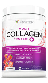 Vitauthority Multi Collagen Powder strawberry tub ready for daily use