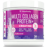 Vitauthority Multi Collagen Protein + Creatine bottle pour shows premium packaging for daily use