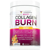 Vitauthority Multi Collagen Burn bottle front showing tropical punch flavor for daily energy