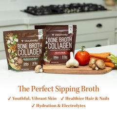 Vitauthority Real Ingredients image features chicken, beef, and mushroom bone broth