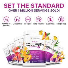 Vitauthority women's collagen powder with scoop ready for daily use in routines.