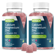 Viteey Calcium Magnesium Zinc Gummies Raspberry bottle for daily bone and immune support.