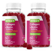 Viteey collagen gummies bottle for hair and nails support, raspberry flavor