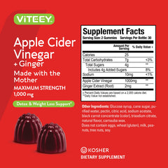 Graphic of two-gummy daily serving from Viteey indicating weight management support.