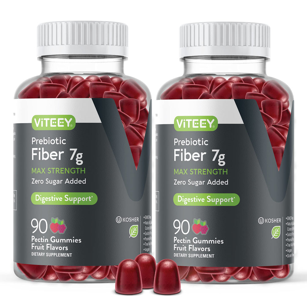 Viteey Prebiotic Fiber Gummies bottle front for daily gut support.