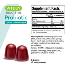 Viteey probiotic gummies daily dosing concept for adults and teens on the go.