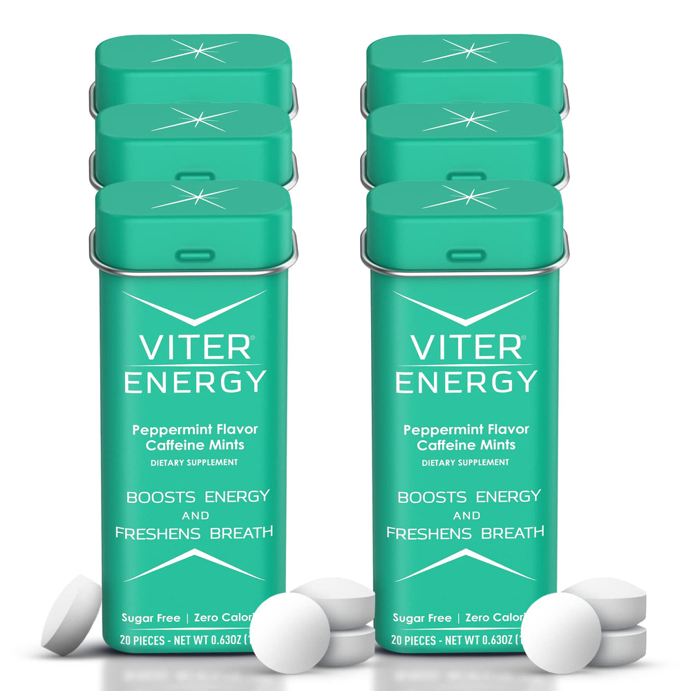 Viter Energy 40mg caffeine mint tin close-up for quick alertness