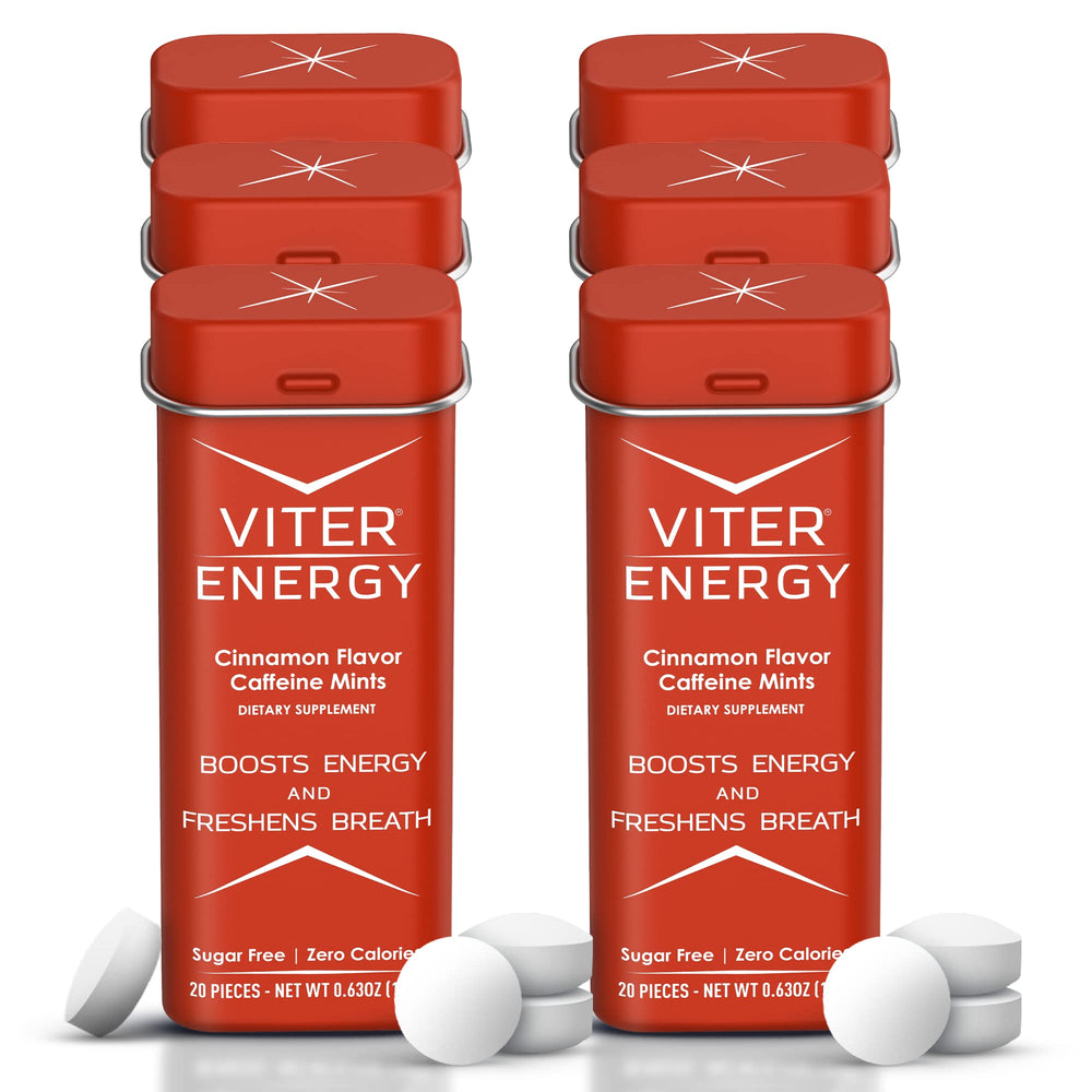 Viter Energy Caffeine Mints packaging tin for portable energy.