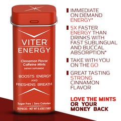 Viter Energy Caffeine Mints two mints equal coffee caffeine impact.