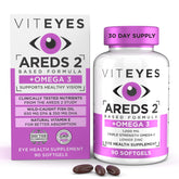 Viteyes AREDS 2 Omega-3 softgels bottle close-up for macular support