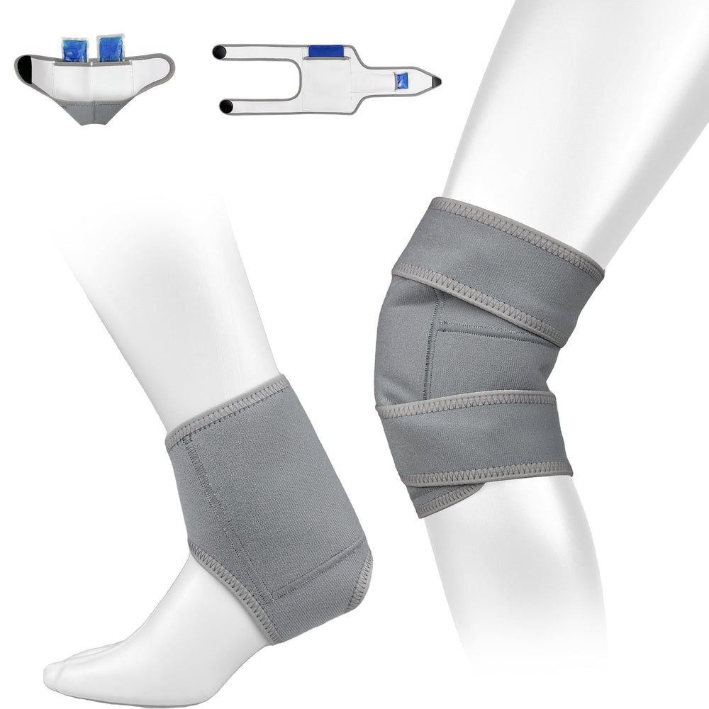 Vitial castor oil pack knee wrap close-up showing snug fit and adjustable strap