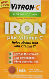 Vitron-C high-potency iron bottle front for daily nutrition support.