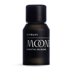 Vitruvi Moonbeam bottle closeup, floral blend for a calming aroma.