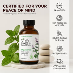 Viva Earth Peppermint Oil skincare application ready for refreshing care.