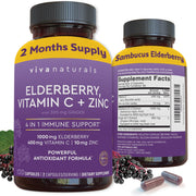 Viva Naturals elderberry bottle close-up for daily immune support