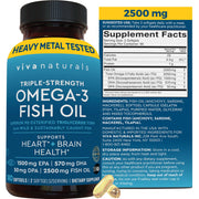 Viva Naturals triple-strength omega-3 bottle for daily heart and brain health support