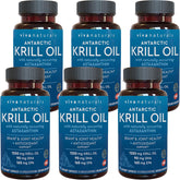 Viva Naturals Antarctic Krill Oil bottle highlighting high EPA and DHA content.