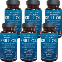 Viva Naturals Antarctic Krill Oil bottle highlighting high EPA and DHA content.