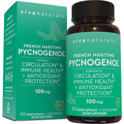 Viva Naturals Pycnogenol bottle front with capsules for potential circulation support
