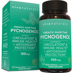 Viva Naturals Pycnogenol bottle front with capsules for potential circulation support