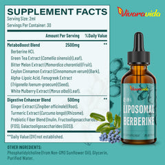 Vivaravida Berberine drops with pipette for convenient daily use.