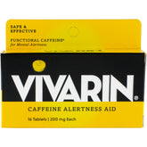 Vivarin bottle front label shows 200 mg caffeine for quick energy.