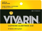 Vivarin tabs 16ct pack front view showing compact on-the-go energy.