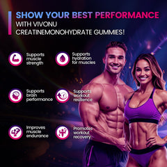 Close-up of VivoNu gummies highlighting chewy texture for quick pre-workout use.