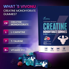 VivoNu Creatine Gummies held in hand, ready for training on the go.