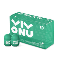 VivoNu Probiotics bottle close-up showing 40B CFU potency for daily support