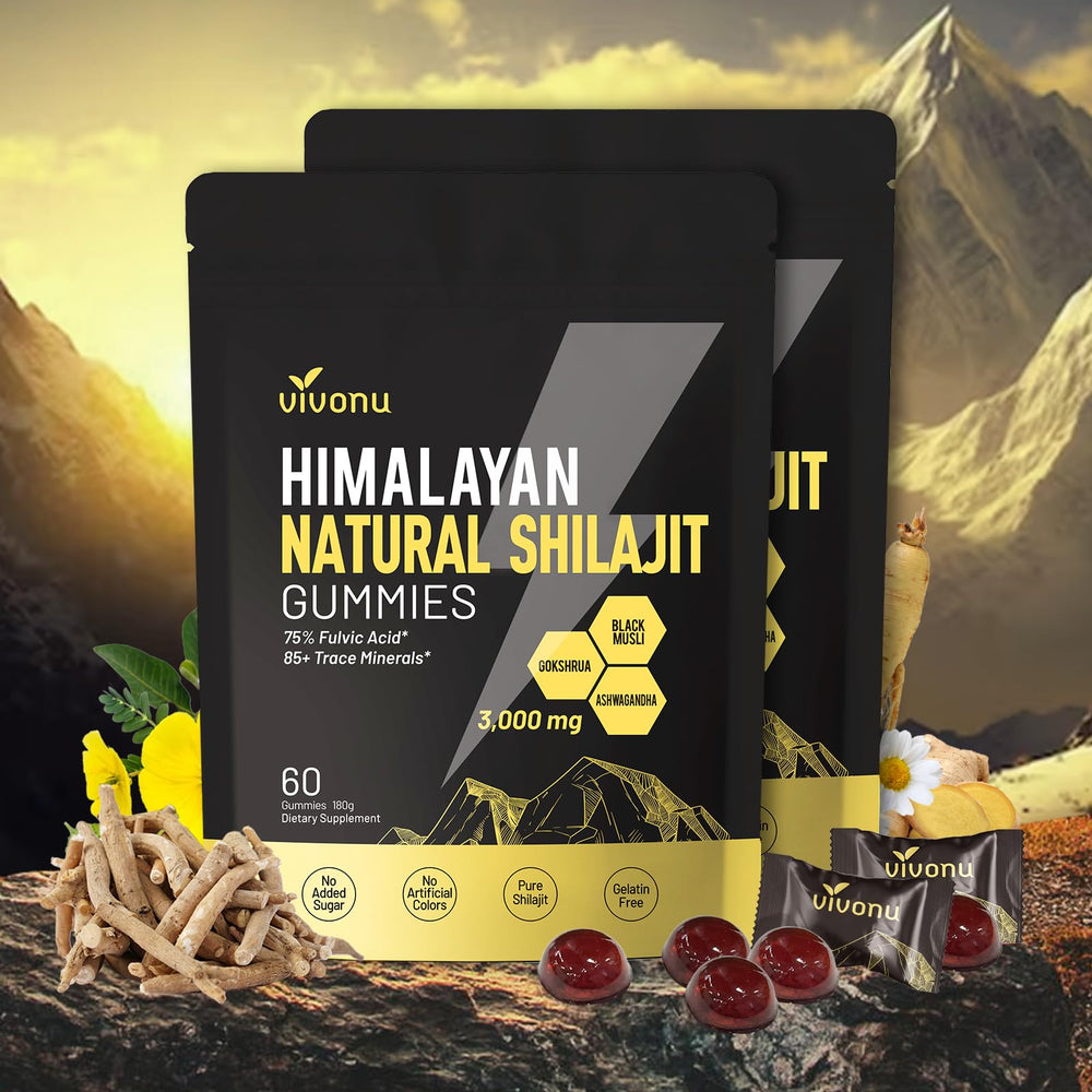 VivoNu Pure Himalayan Shilajit Gummies bottle for daily vitality and wellness.
