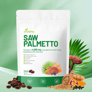 VivoNu Saw Palmetto Pumpkin Seed Oil capsules label shows 8-in-1 formula for daily wellness.