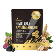 VivoNu Shilajit Gummies packaging highlighting premium, sugar-free vitality support.