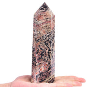 VIZYTOU Gold Snowflake Obsidian wand for meditation and mindful practice.