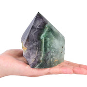 VIZYTOU Green Purple Fluorite wand with rich natural bands, ideal for meditation