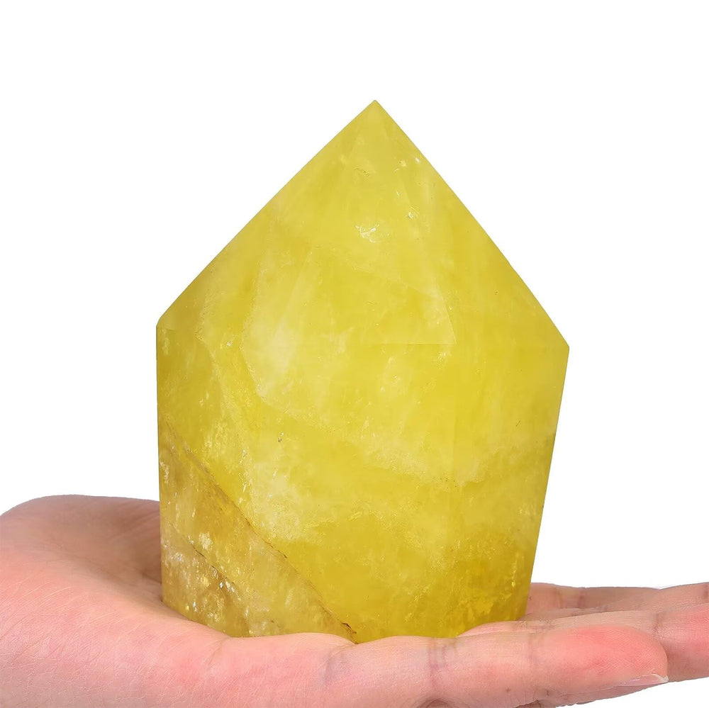 VIZYTOU Lemon Quartz Tower Obelisk enhances meditation ambience