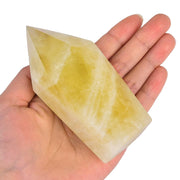 VIZYTOU Lemon Quartz Tower Obelisk side-angle view for calming ambiance