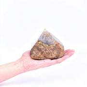 VIZYTOU Rough Agate Wand with layered bands for grounding during meditation