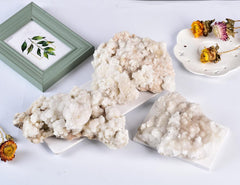 VIZYTOU white crystal cluster display enhances décor and conversation starter.