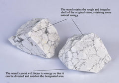VIZYTOU white howlite wand held in hand, ideal for desk or altar rituals.