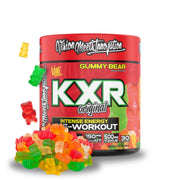 VMI Sports KXR pre-workout bottle being poured for a focused training session