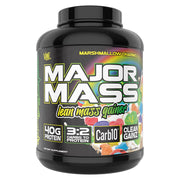 VMI Sports Major Mass bottle pour showing a macro-balanced shake for lean mass support.